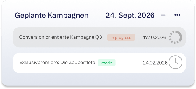 starmate User Interface: Widget zu geplanten Kampagnen